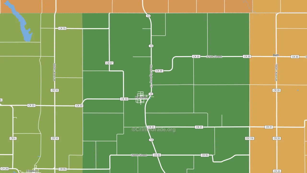 Hartland, MN Map of Murder Rates