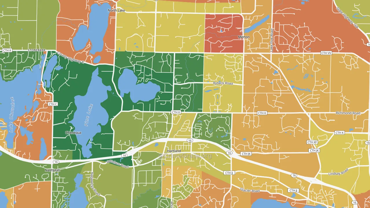 Hartland, WI Map of Murder Rates