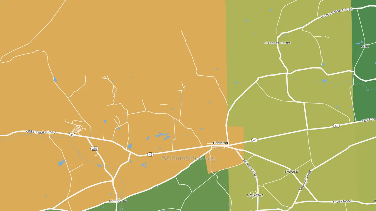Hartleton, PA Map of Murder Rates