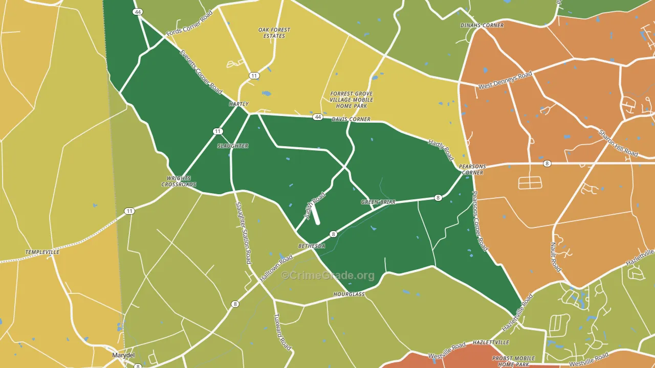 Hartly, DE Map of Murder Rates
