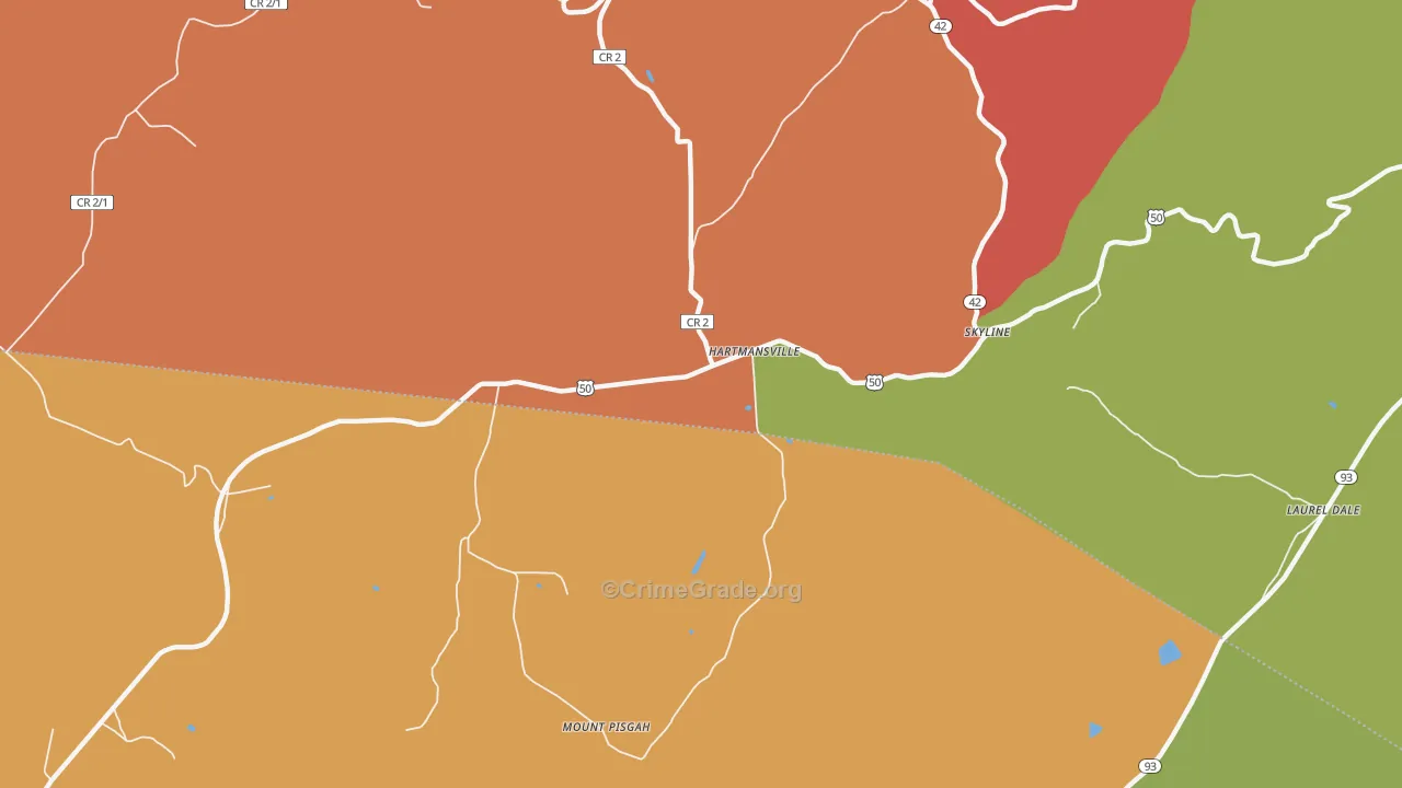 Hartmansville, WV Map of Murder Rates