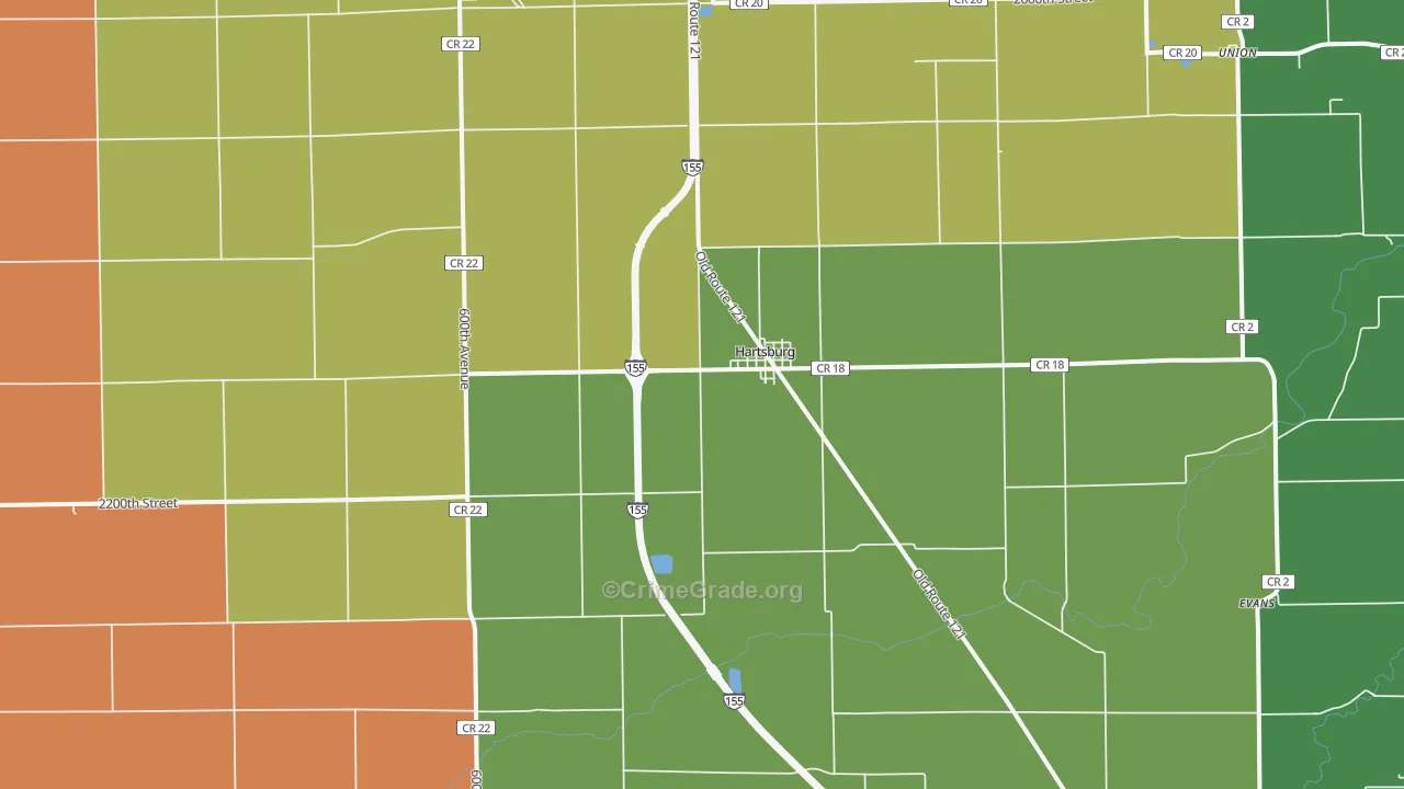 Hartsburg, IL Map of Murder Rates