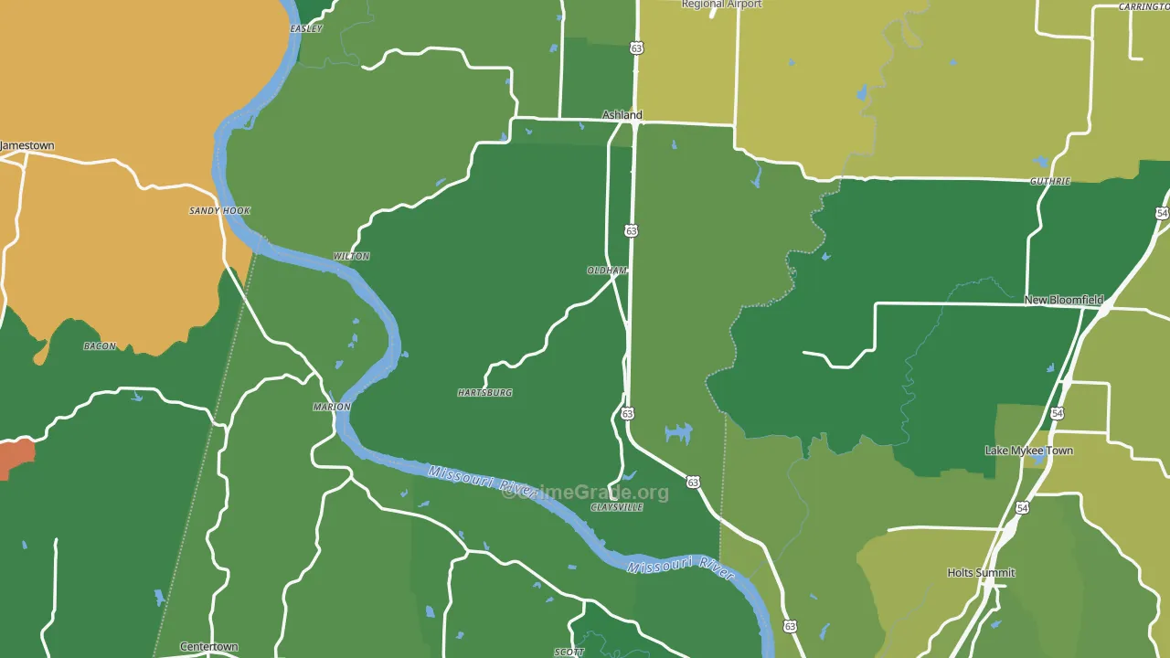 Hartsburg, MO Map of Murder Rates