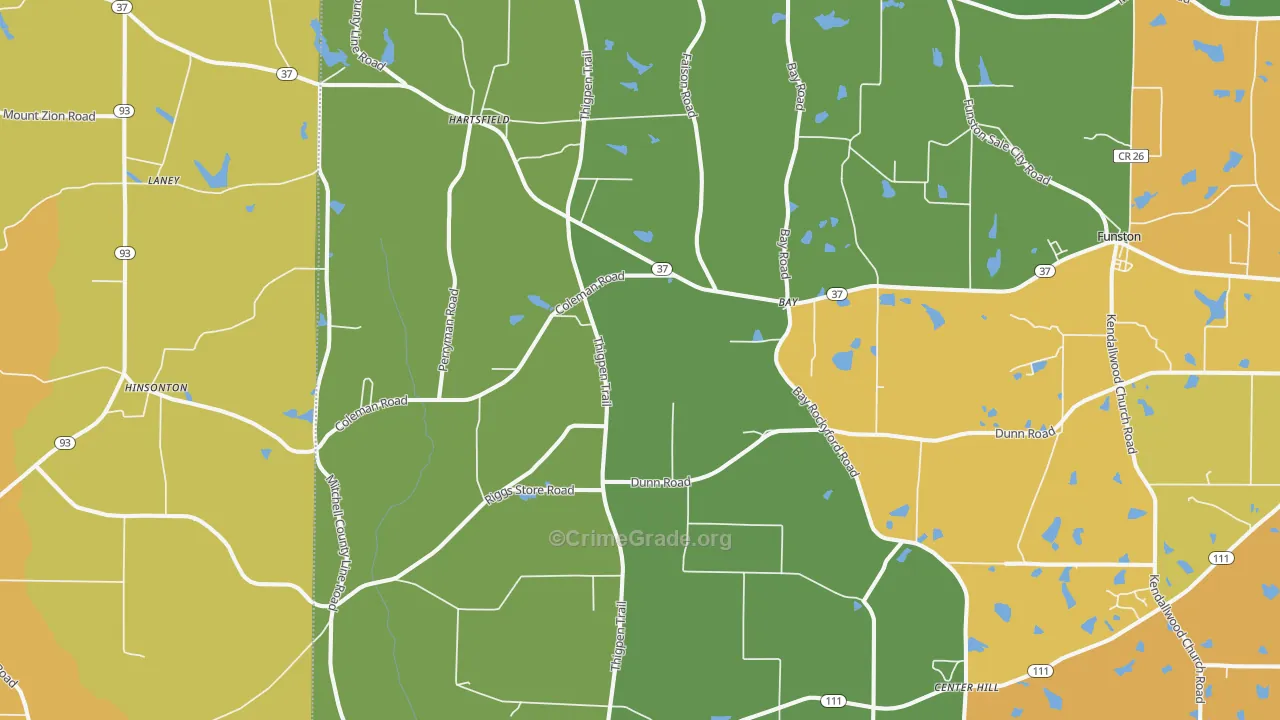 Hartsfield, GA Map of Murder Rates