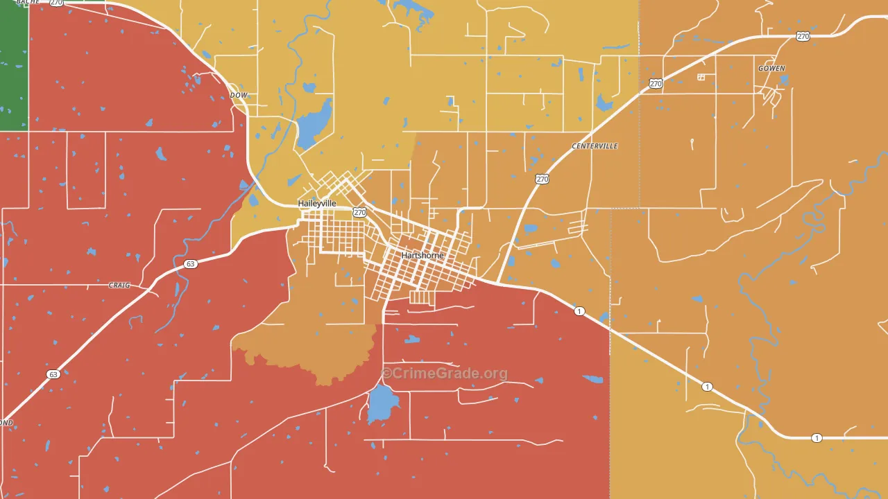 Hartshorne, OK Map of Murder Rates