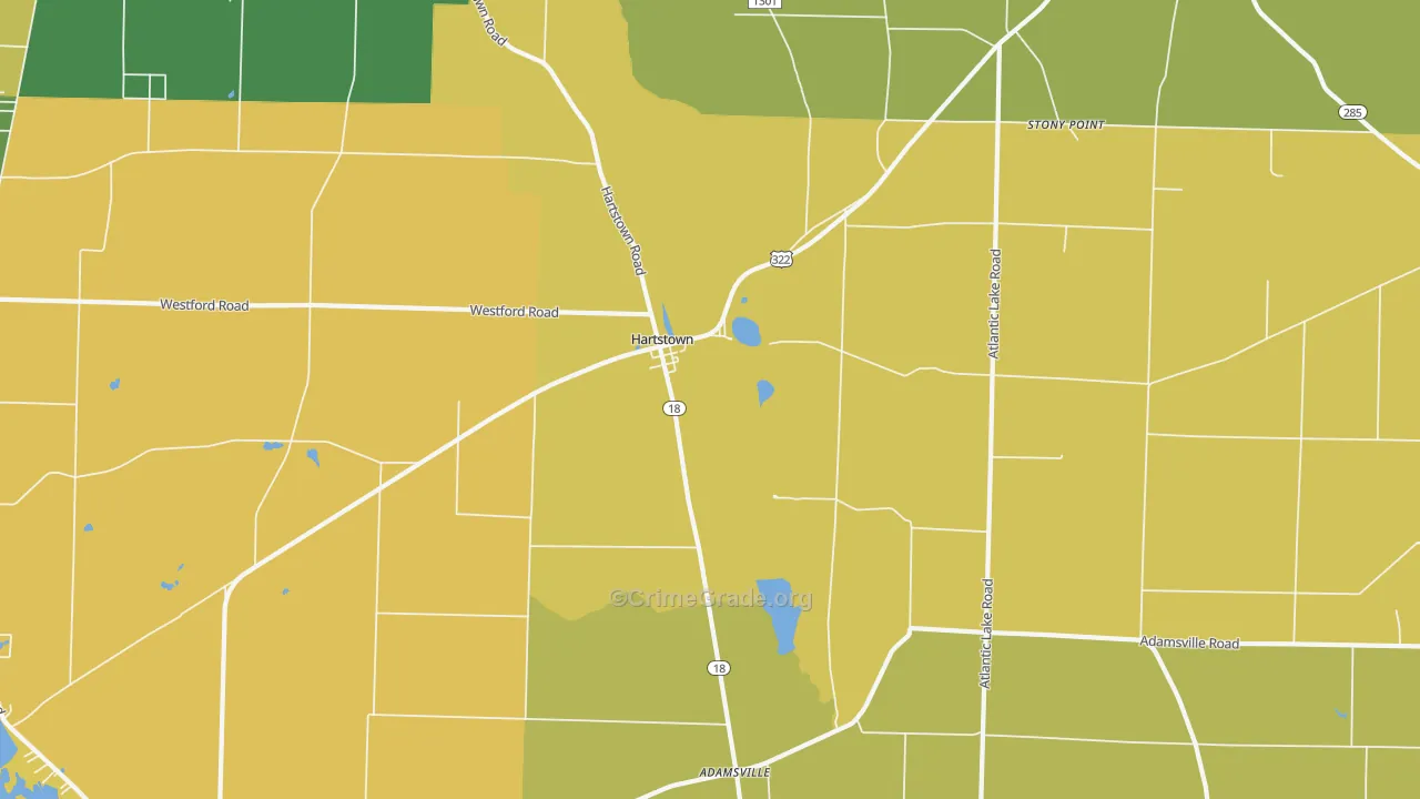 Hartstown, PA Map of Murder Rates
