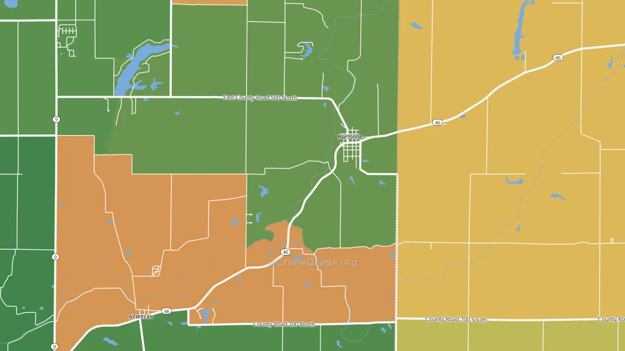 Hartsville, IN Map of Murder Rates