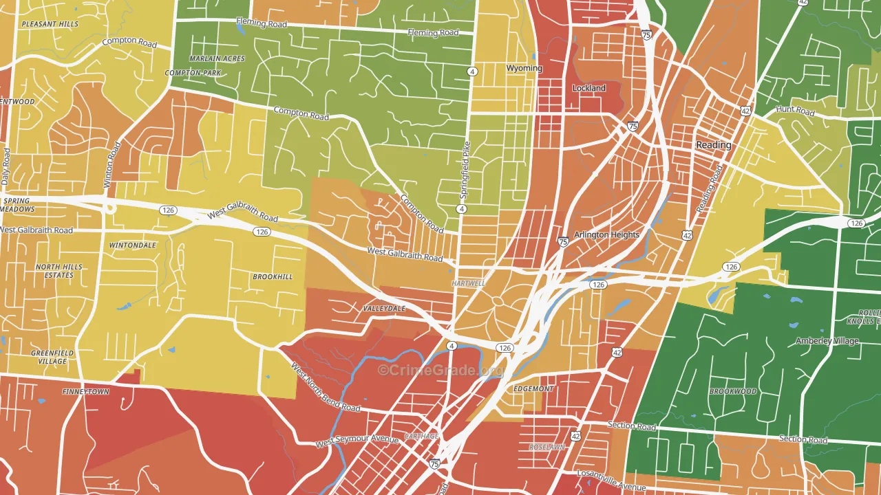 Hartwell, Cincinnati, OH Map of Murder Rates