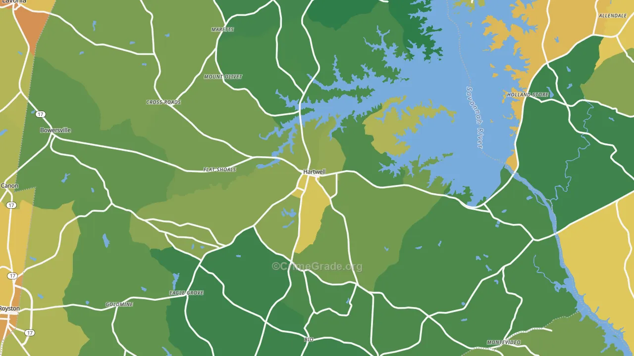 Hartwell, GA Map of Murder Rates