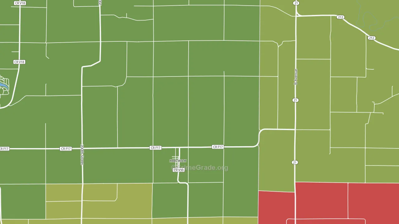 Hartwick, IA Map of Murder Rates