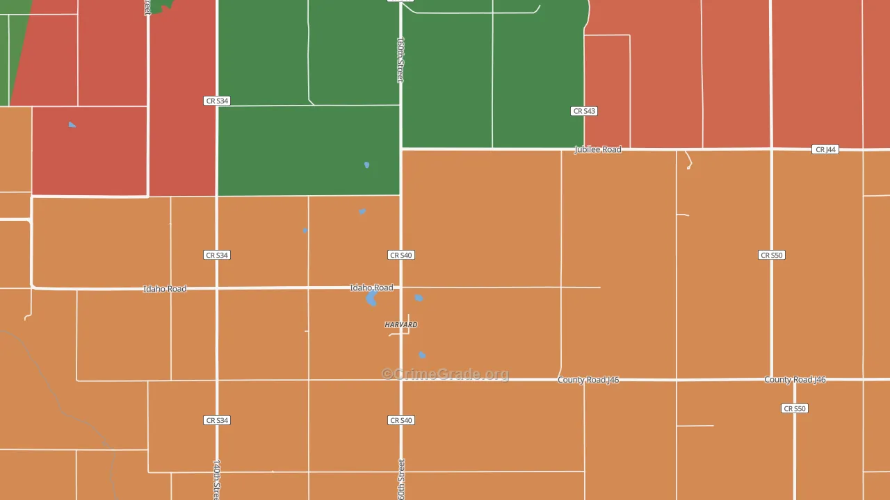 Harvard, IA Map of Murder Rates