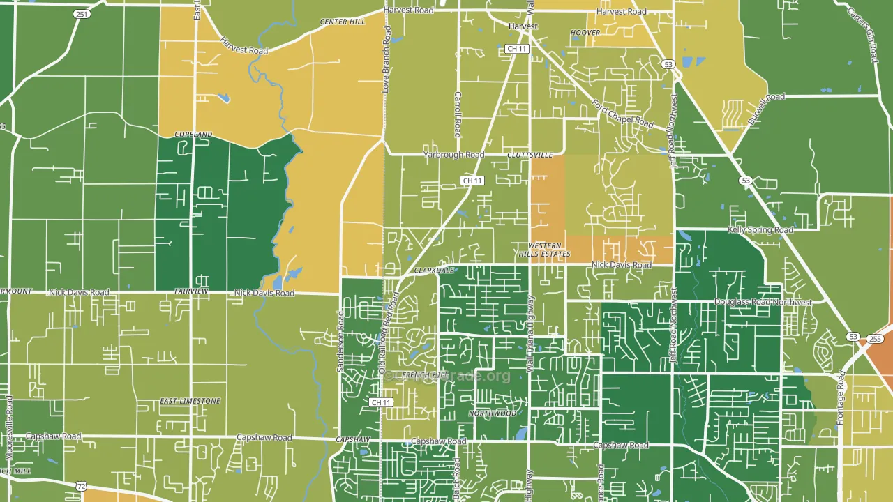 Harvest, AL Map of Murder Rates