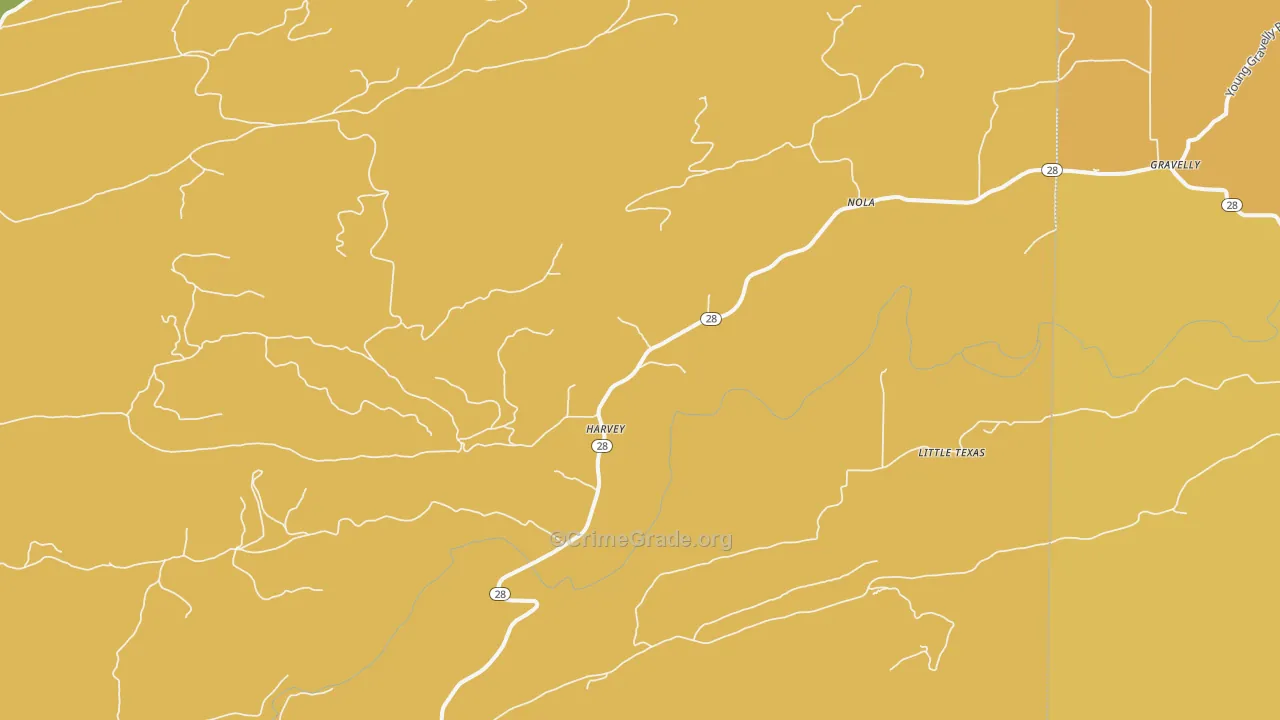 Harvey, AR Map of Murder Rates