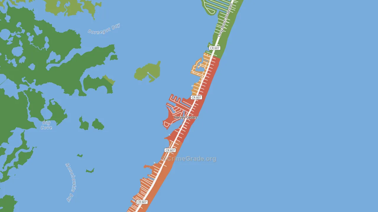 Harvey Cedars, NJ Map of Murder Rates
