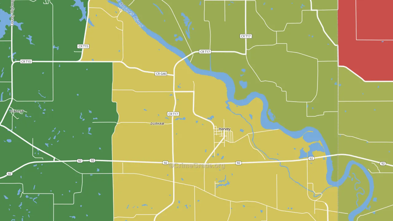 Harvey, IA Map of Murder Rates