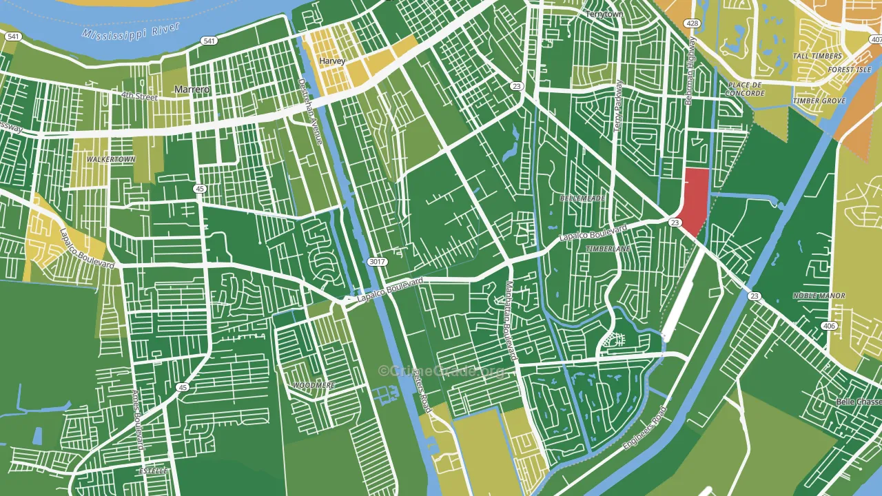 Harvey, LA Map of Murder Rates