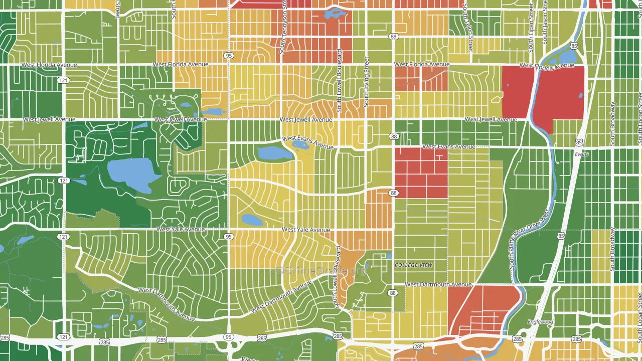 Harvey Park, Denver, CO Map of Murder Rates