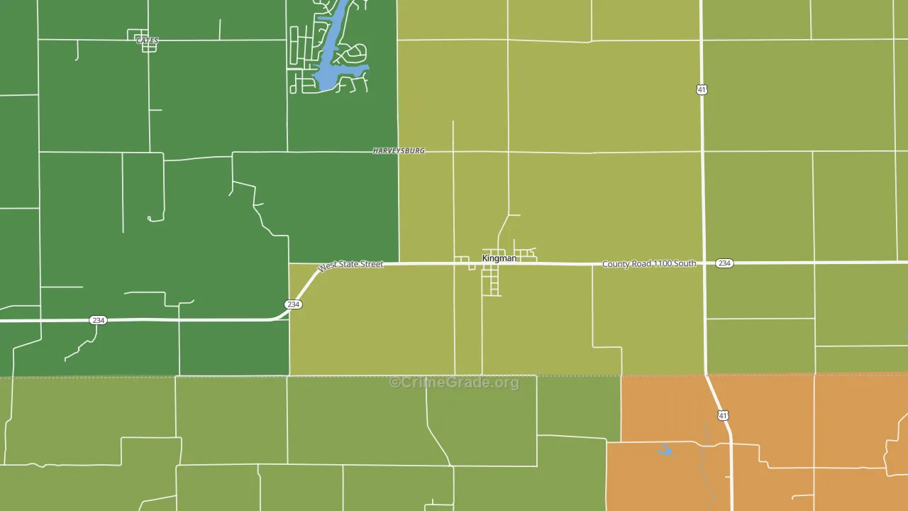 Harveysburg, IN Map of Murder Rates