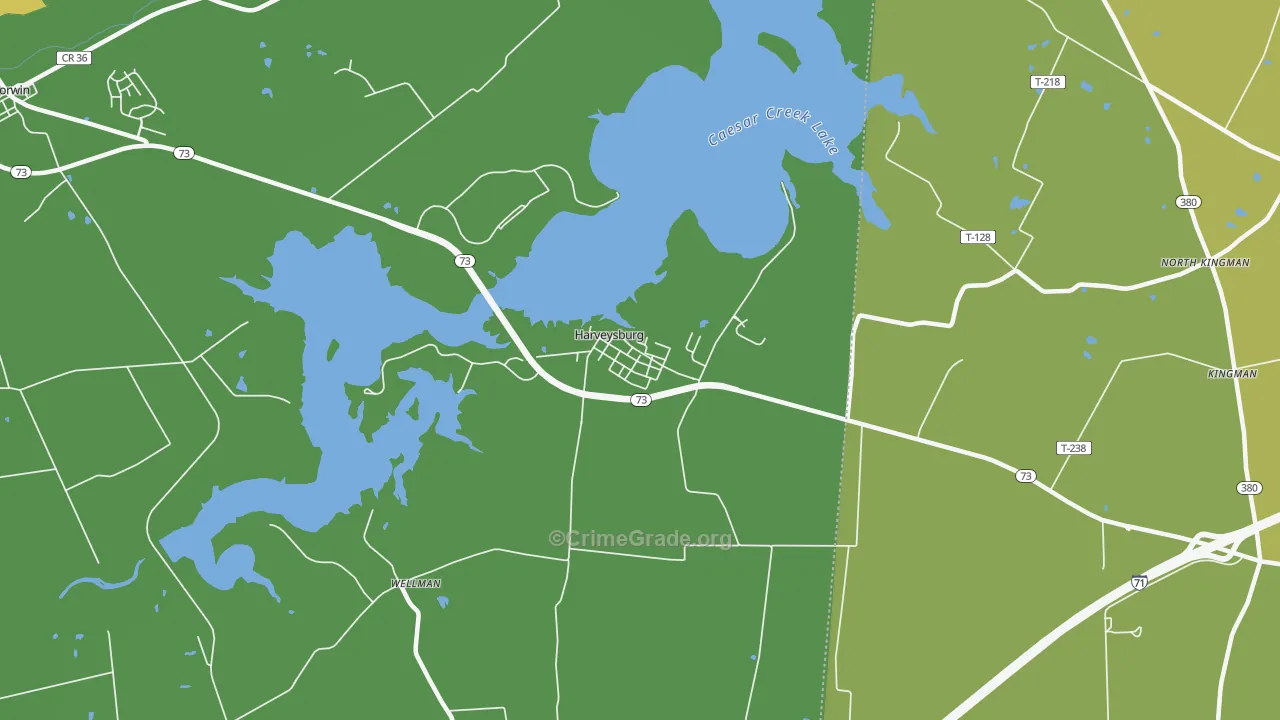 Harveysburg, OH Map of Murder Rates
