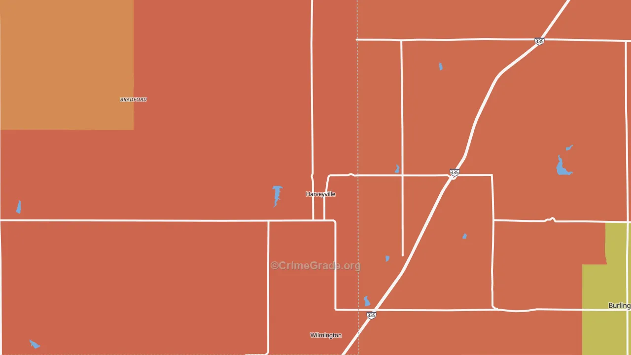 Harveyville, KS Map of Murder Rates