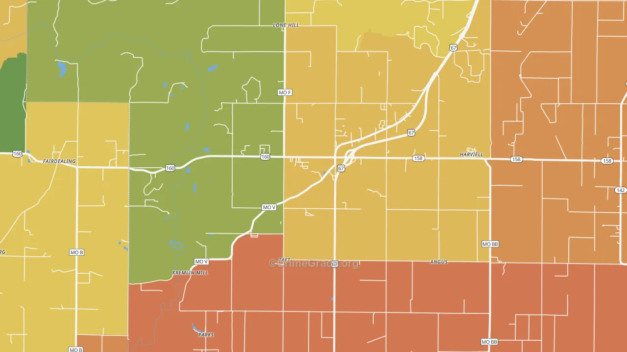 Harviell, MO Map of Murder Rates
