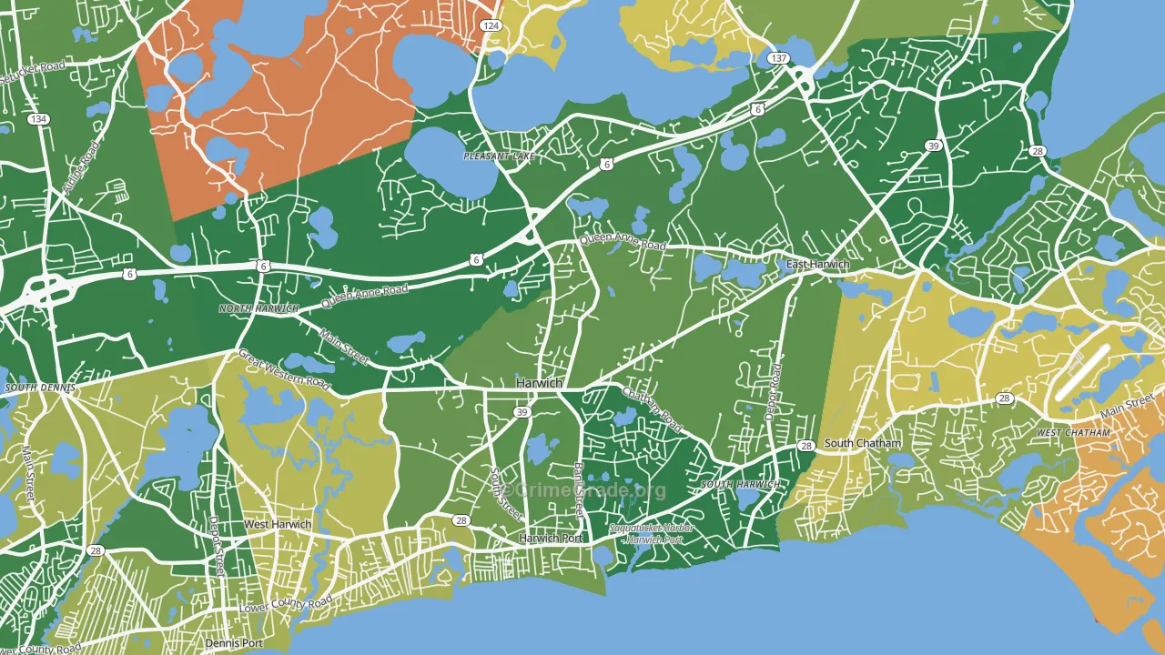 Harwich, MA Map of Murder Rates