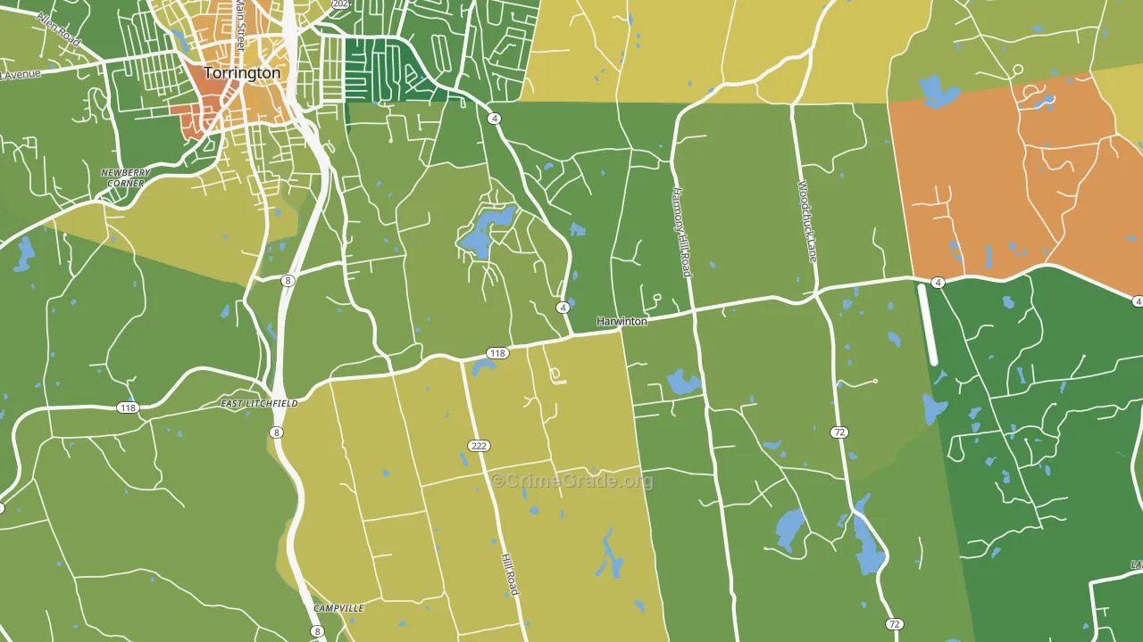 Harwinton, CT Map of Murder Rates