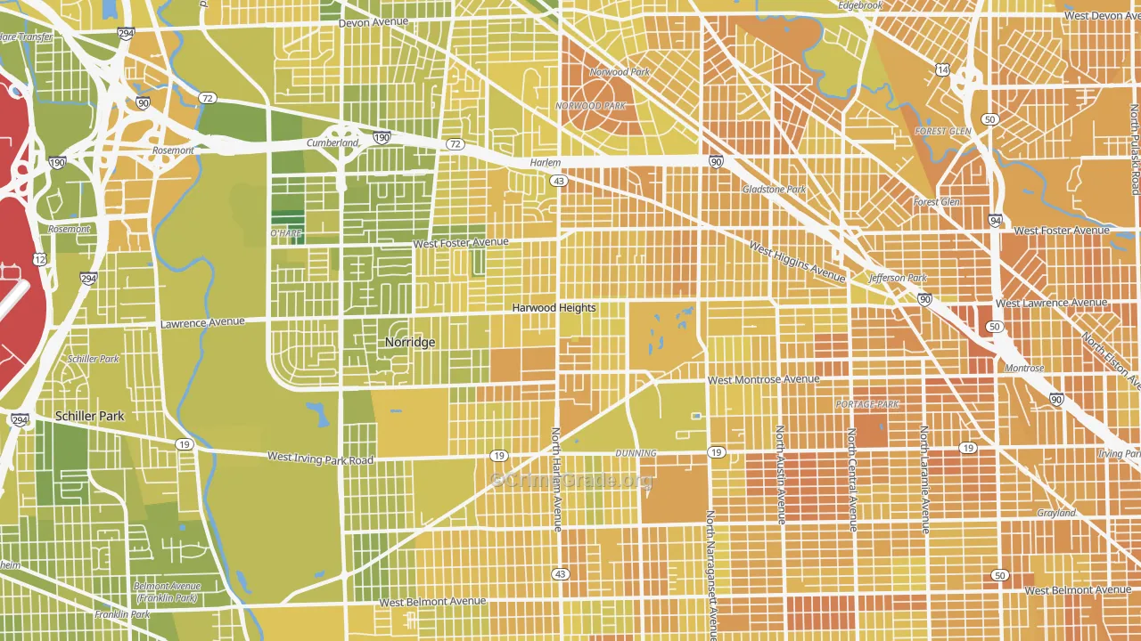 Harwood Heights, IL Map of Murder Rates