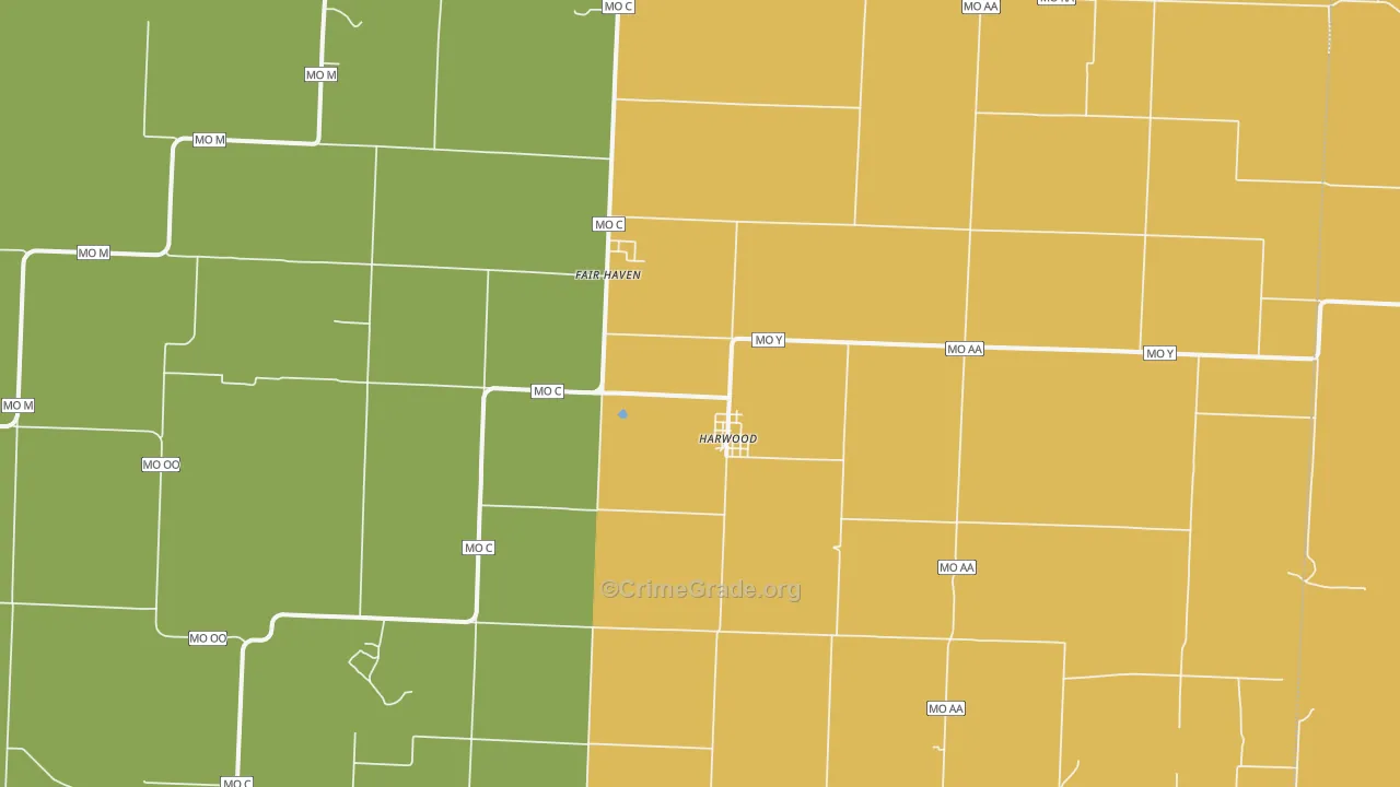 Harwood, MO Map of Murder Rates