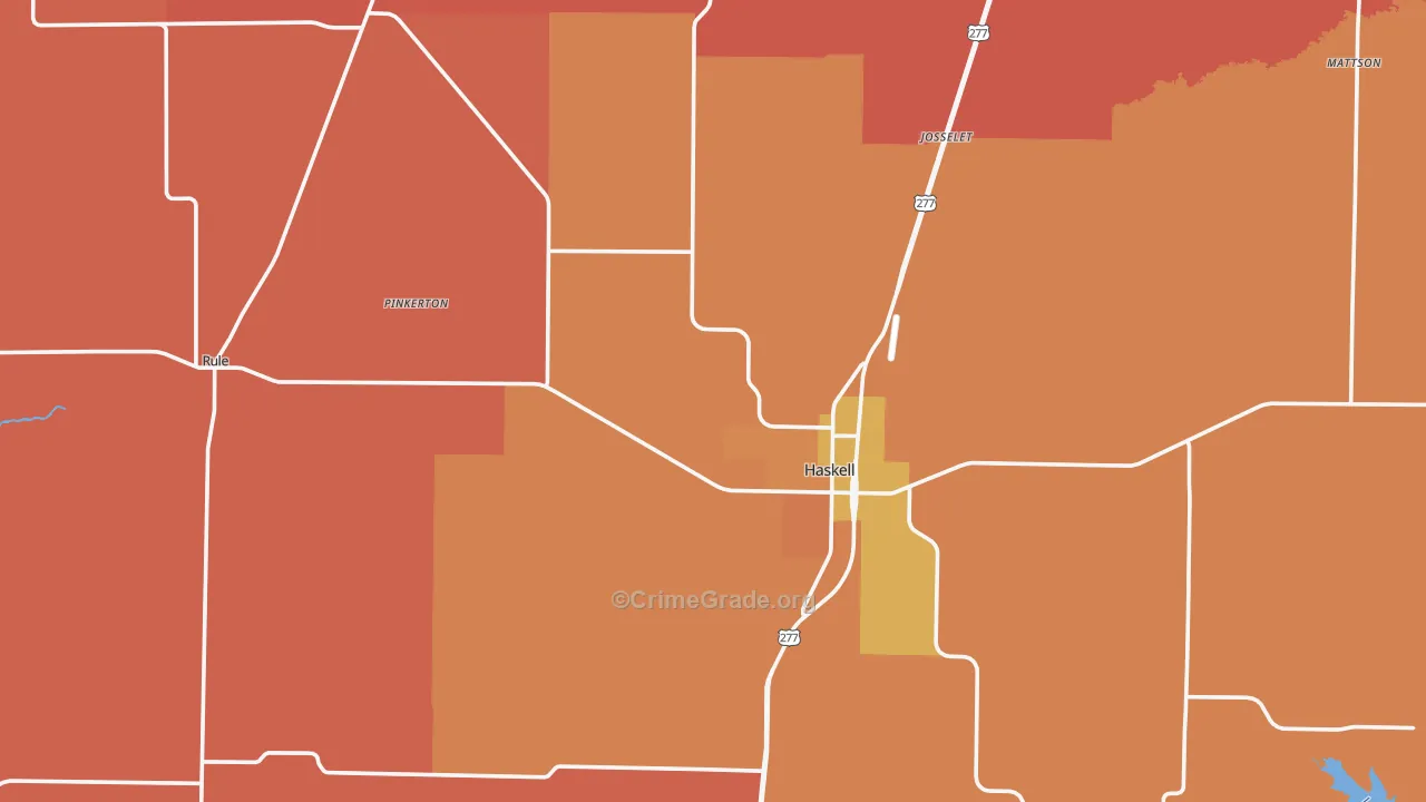 Haskell County, TX Map of Murder Rates