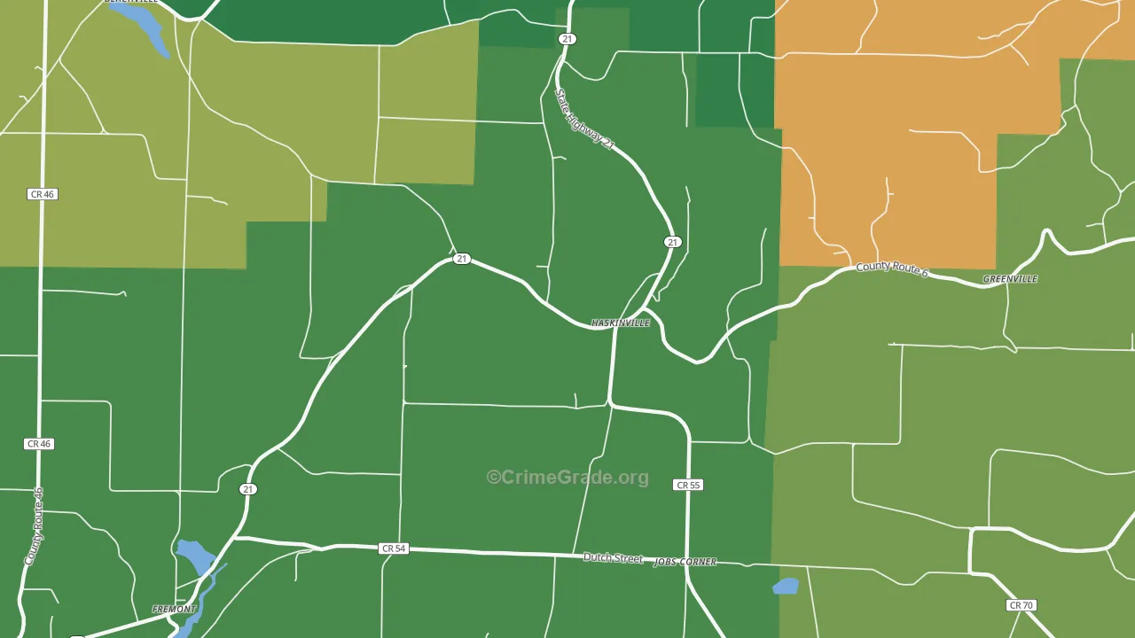 Haskinville, NY Map of Murder Rates