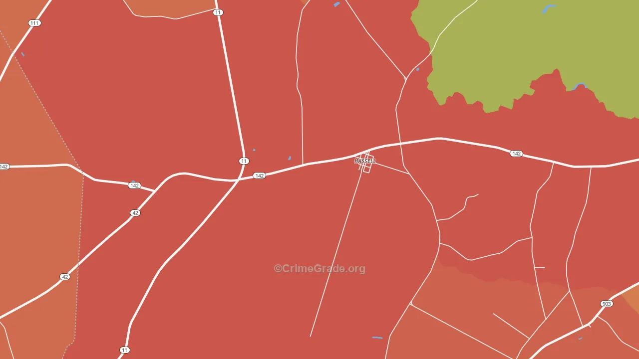 Hassell, NC Map of Murder Rates