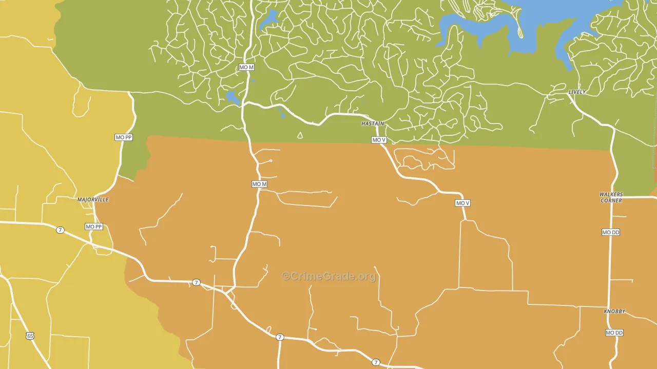 Hastain, MO Map of Murder Rates