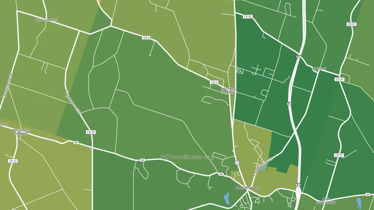 Hastings Center, NY Map of Murder Rates