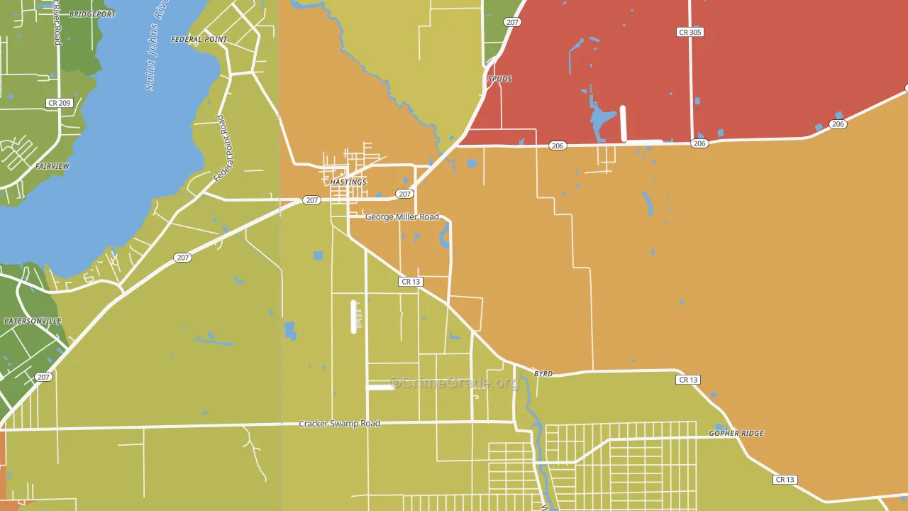 Hastings, FL Map of Murder Rates