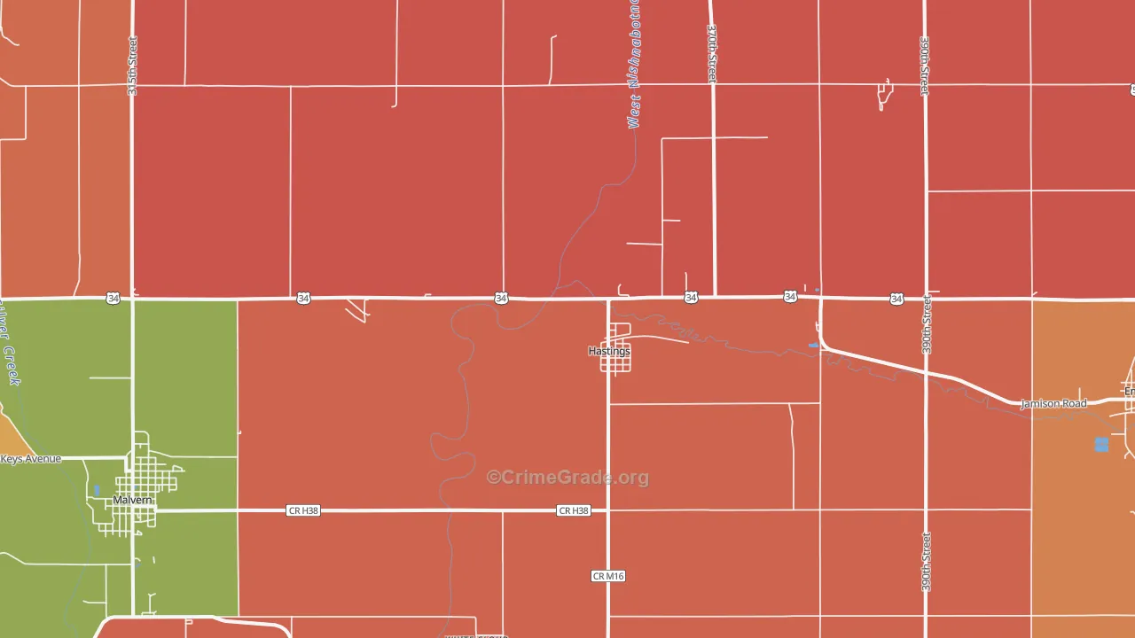 Hastings, IA Map of Murder Rates