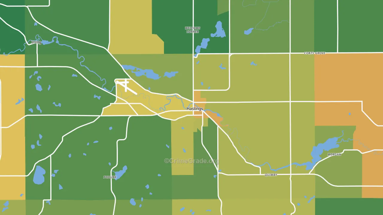 Hastings, MI Map of Murder Rates
