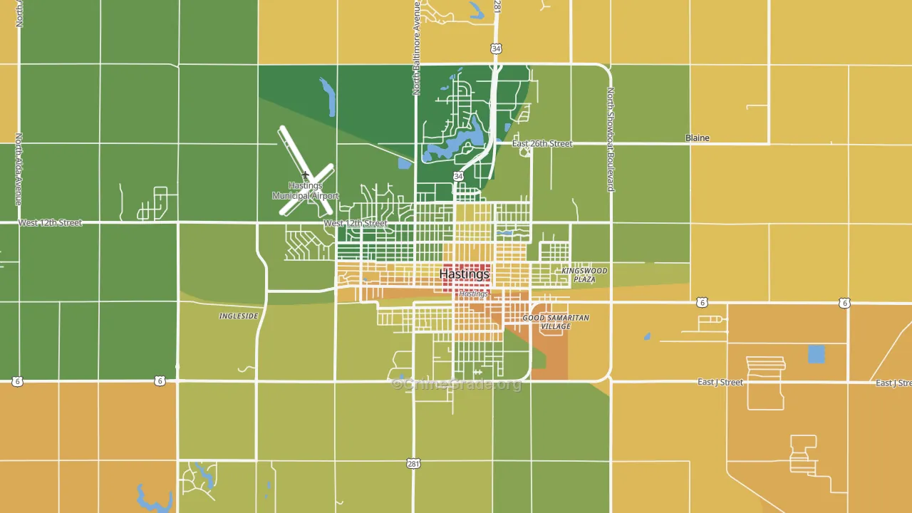 Hastings, NE Map of Murder Rates