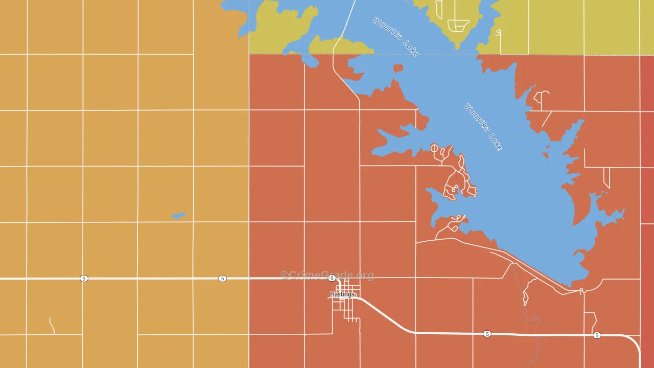 Hastings, OK Map of Murder Rates