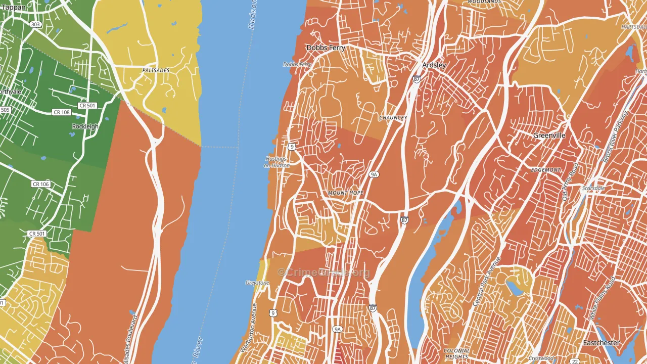 Hastings-on-Hudson, NY Map of Murder Rates