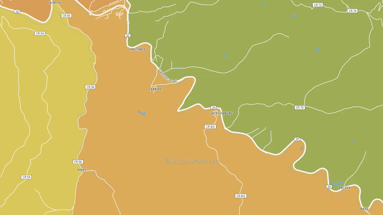 Hastings, WV Map of Murder Rates