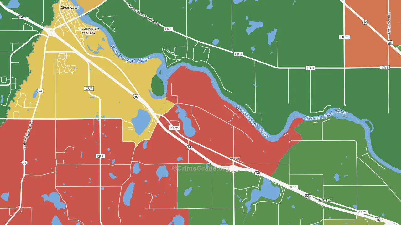 Hasty, MN Map of Murder Rates