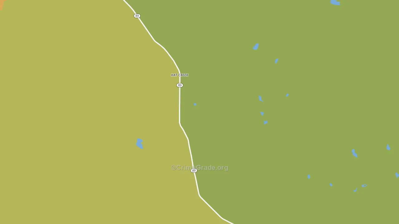 Hat Creek, CA Map of Murder Rates