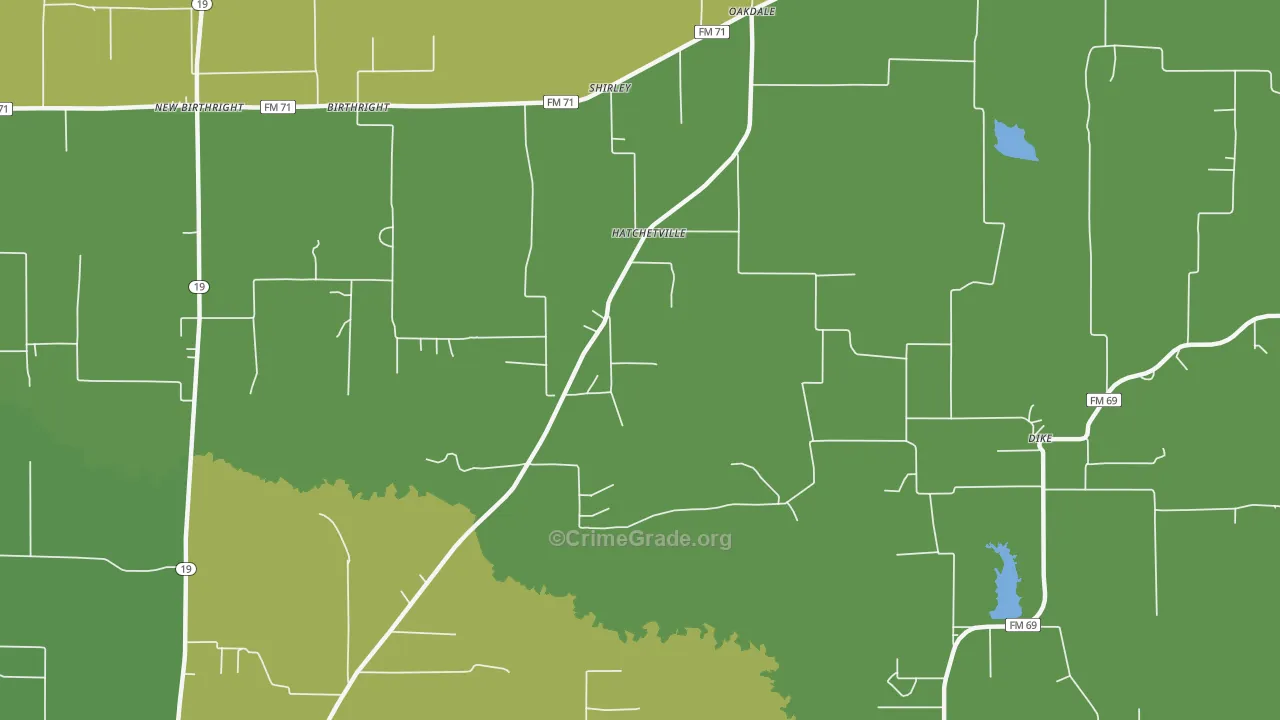 Hatchetville, TX Map of Murder Rates