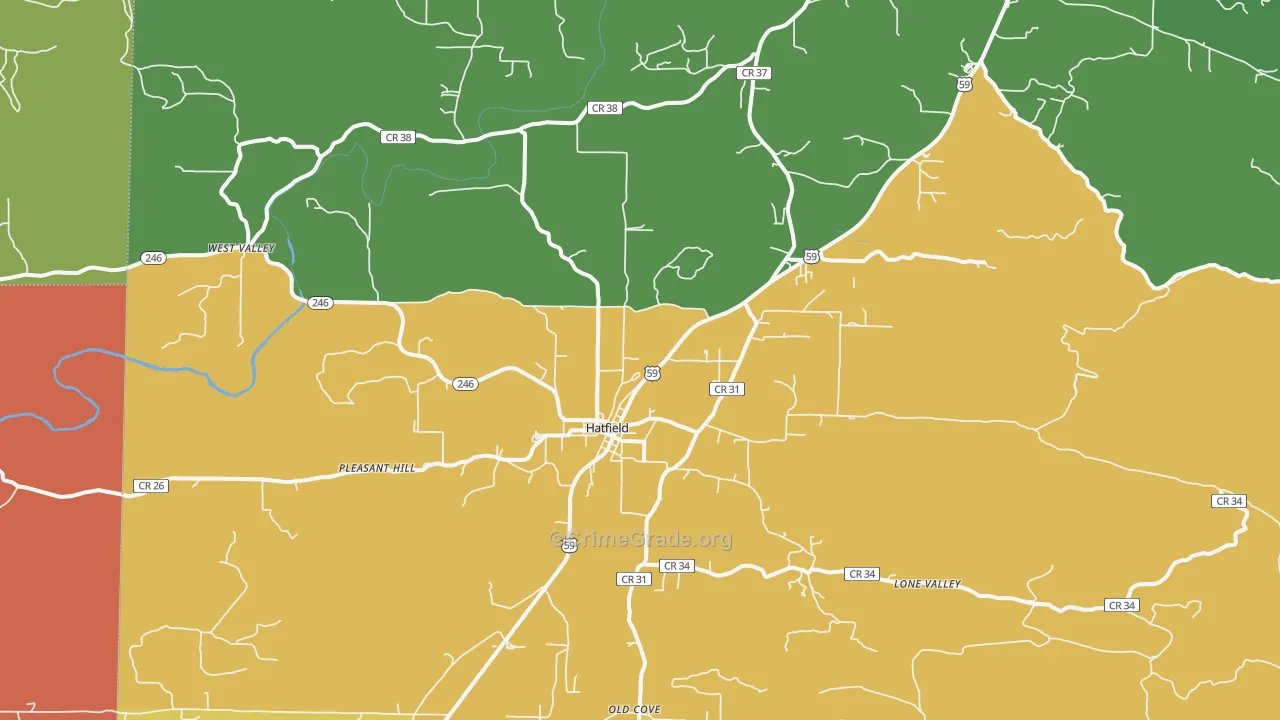 Hatfield, AR Map of Murder Rates