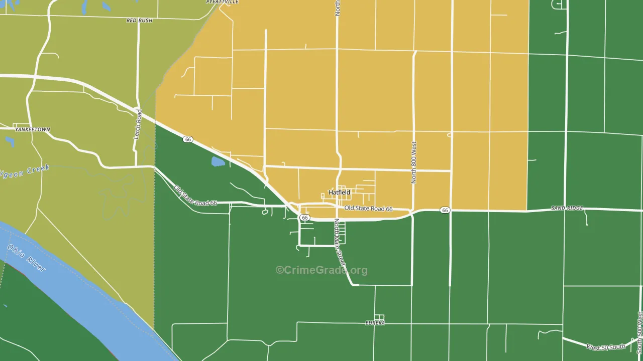 Hatfield, IN Map of Murder Rates