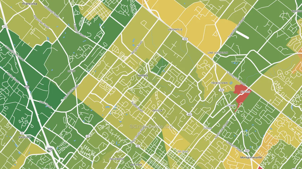 Hatfield, PA Map of Murder Rates