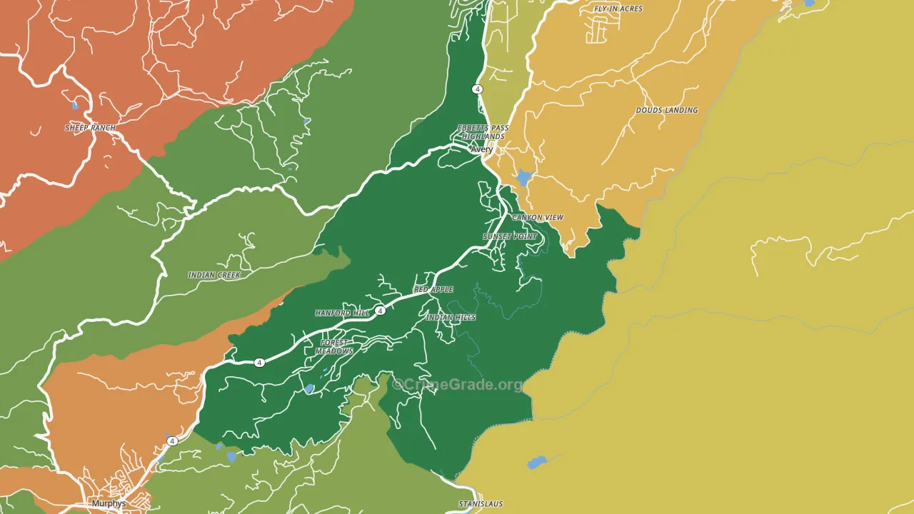 Hathaway Pines, CA Map of Murder Rates