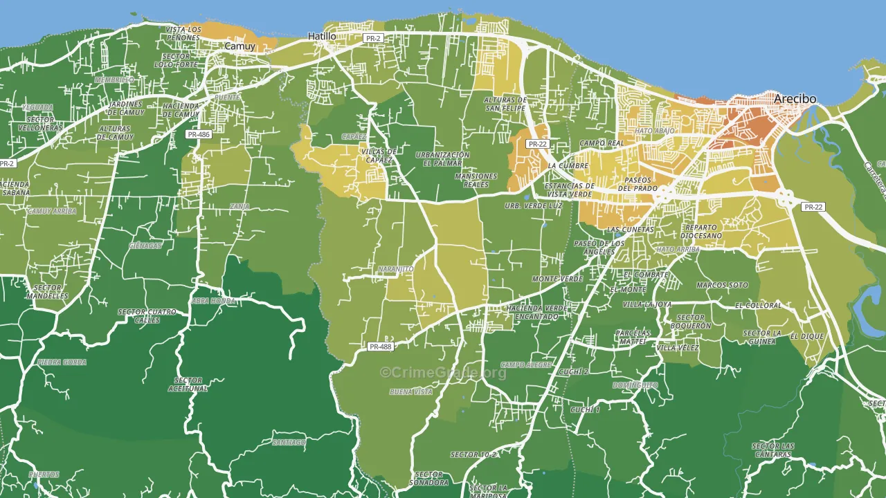 Hatillo Municipio, PR Map of Murder Rates