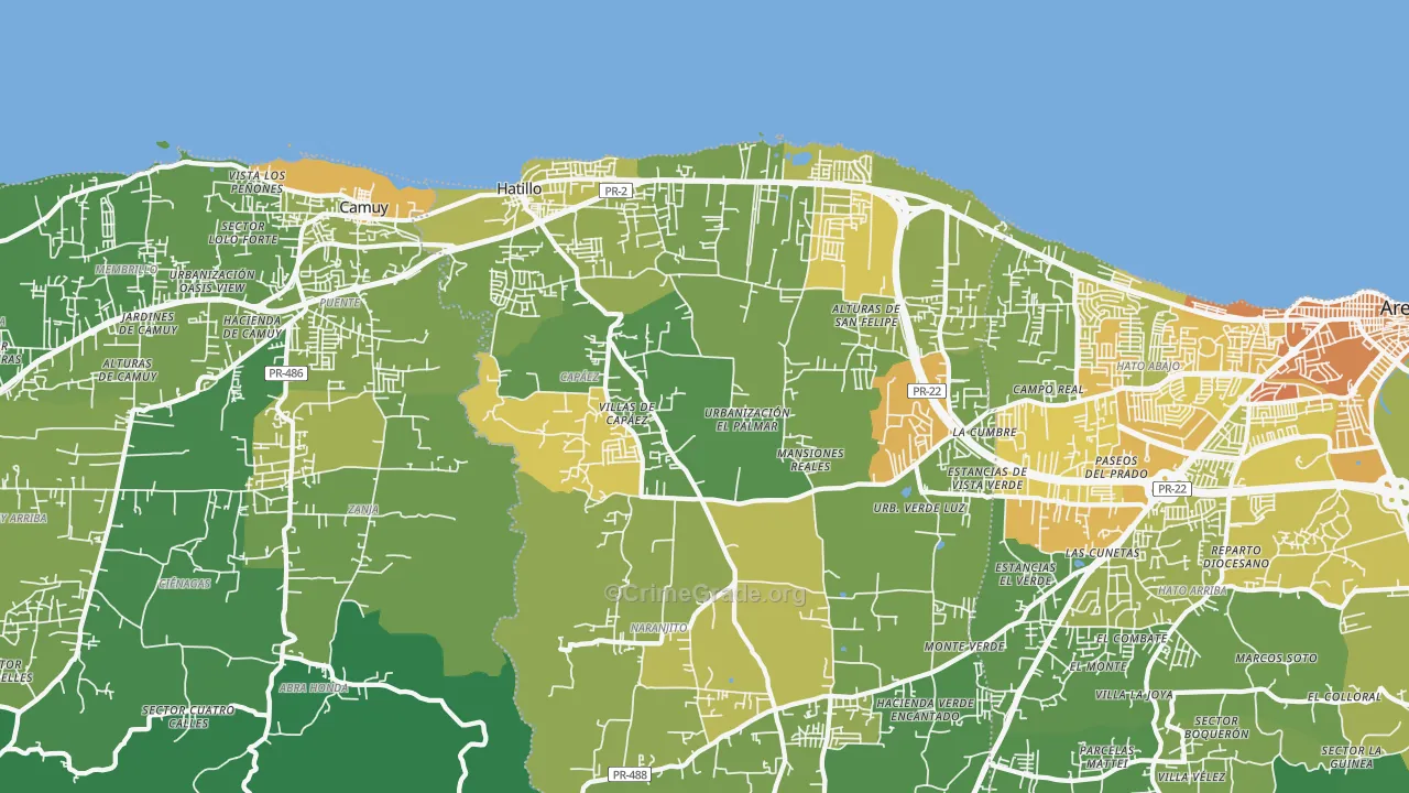 Hatillo, PR Map of Murder Rates